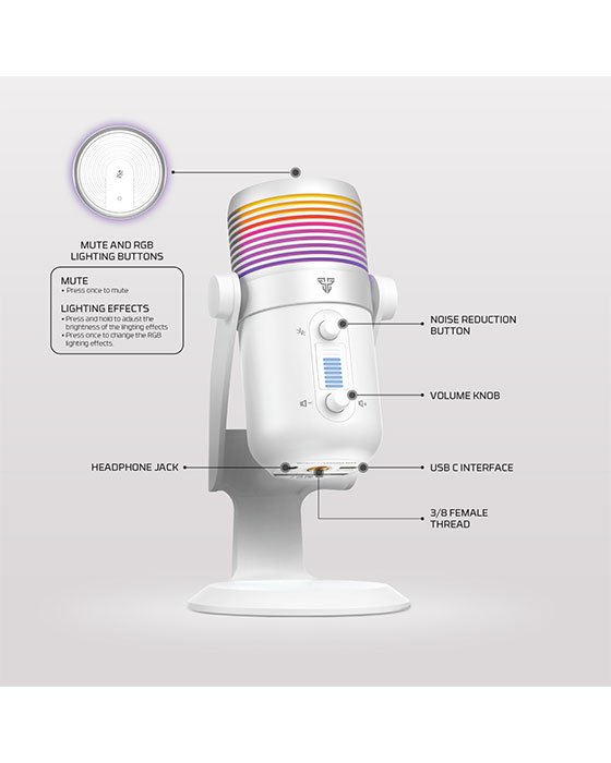 FANTECH MCX03 LEVIOSA MAX Microphone USB-C RGB Professional Gaming White