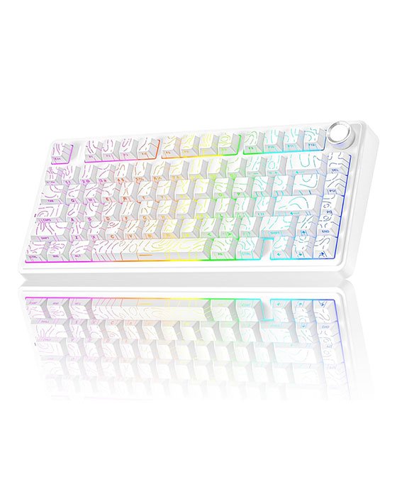 Aula F75 Pro Wireless + Bluetooth HotSwap Mechanical RGB Gaming Keyboard (White Line)
