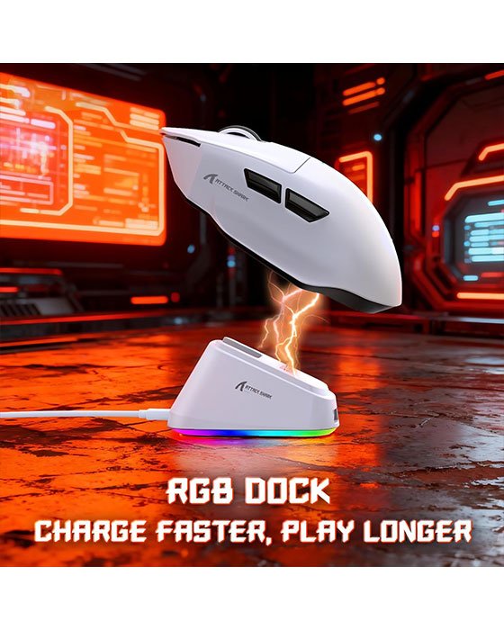 Attack Shark V6 Tri-Mode Gaming Mouse (White)