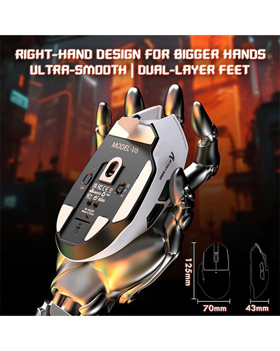 Attack Shark V6 Tri-Mode Gaming Mouse (White)