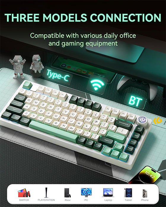 LEOBOG HI75C Pro Gaming Keyboard (Dark Green+White+Green)