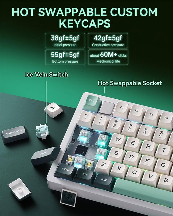 LEOBOG HI75C Pro Gaming Keyboard (Dark Green+White+Green)