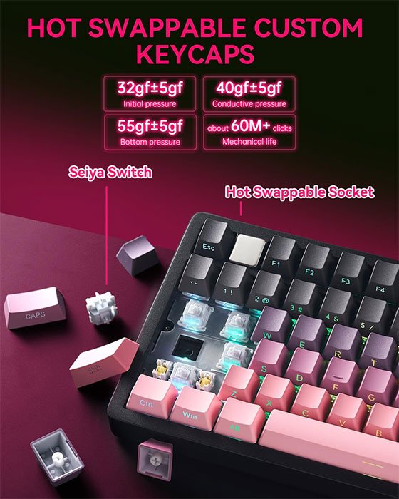 LEOBOG HI75C Pro Gaming Keyboard Black Pink