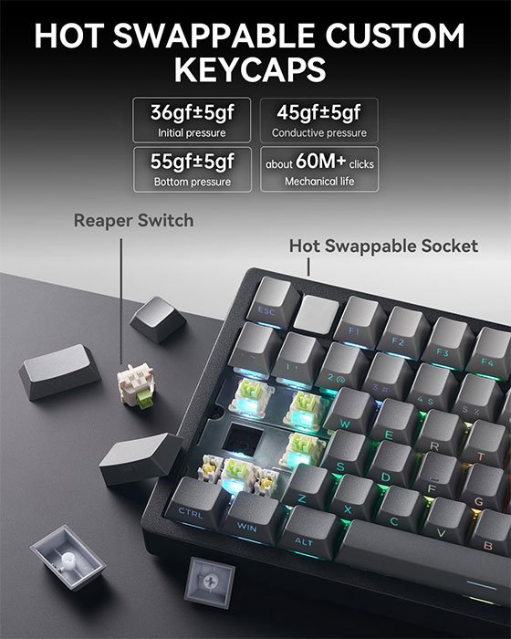 LEOBOG HI75C Pro Gaming Keyboard (Black+Gradient Gray)