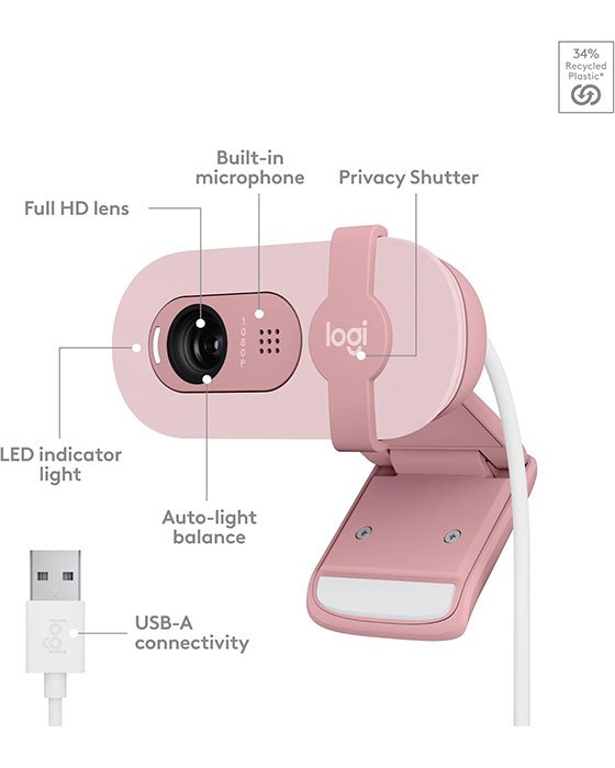 Logitech Brio 100 Rose Full HD Webcam