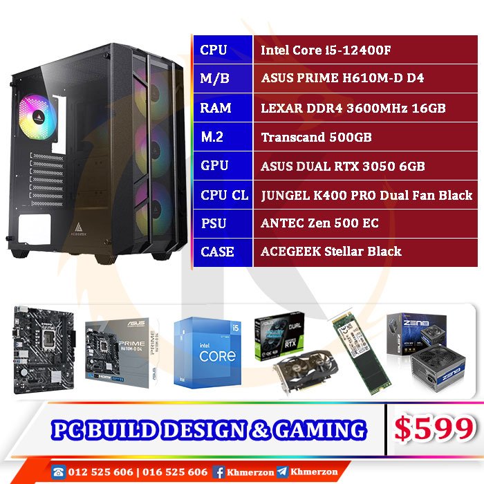 Intel Core i5 12400F D​ESKTOP PC BUILD​​ FOR DESIGN AND GAMING