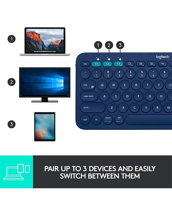 Logitech K380 Bluetooth Wireless Keyboard (Blue)