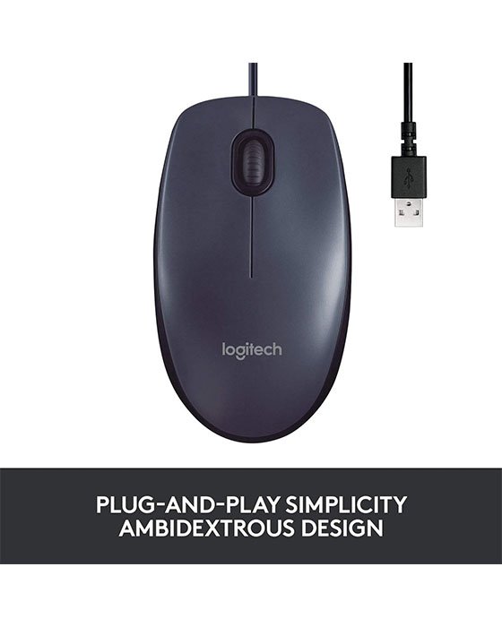 Logitech B100 Wired Mouse (Black)