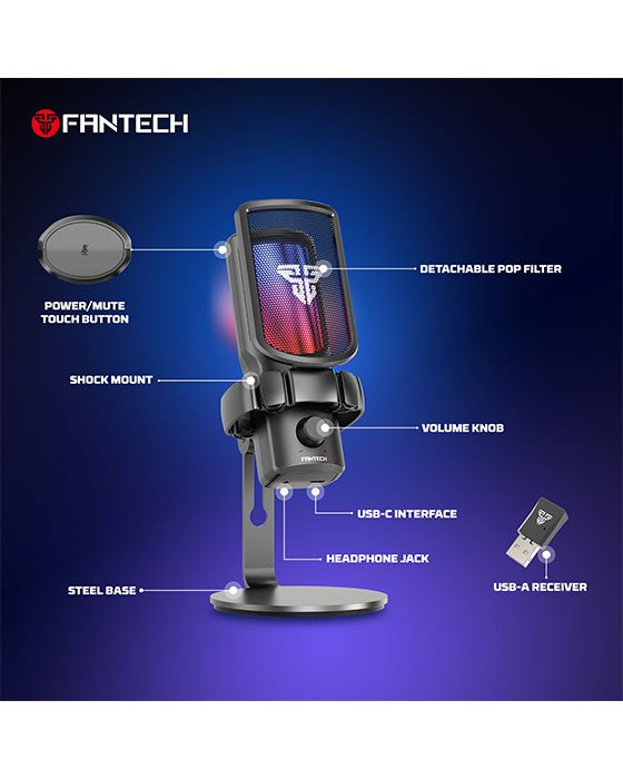 Fantech WMCX01 Leviosa Wave Wireless Condenser Microphone (Black)