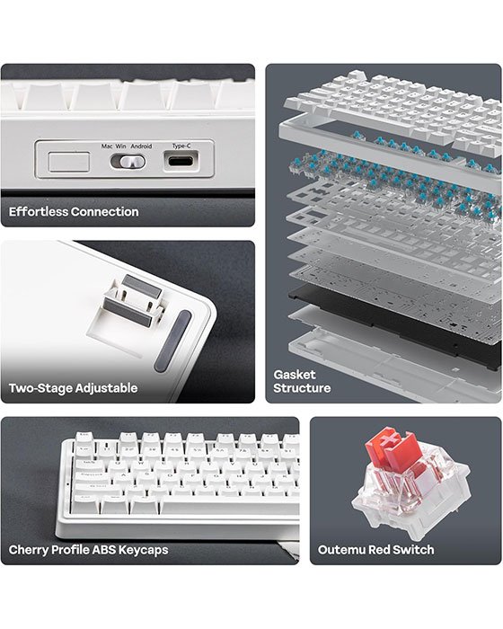 Aula F75 Wired HotSwap Mechanical Gaming Keyboard (White)