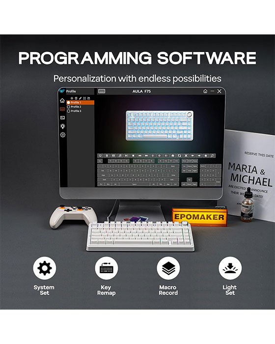 Aula F75 Wired HotSwap Mechanical Gaming Keyboard (White)