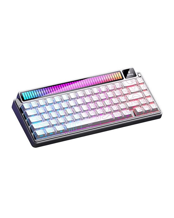 Leobog AMG65 Wireless + Bluetooth HotSwap Mechanical RGB Gaming Keyboard (Static Metrix LED Version – White)
