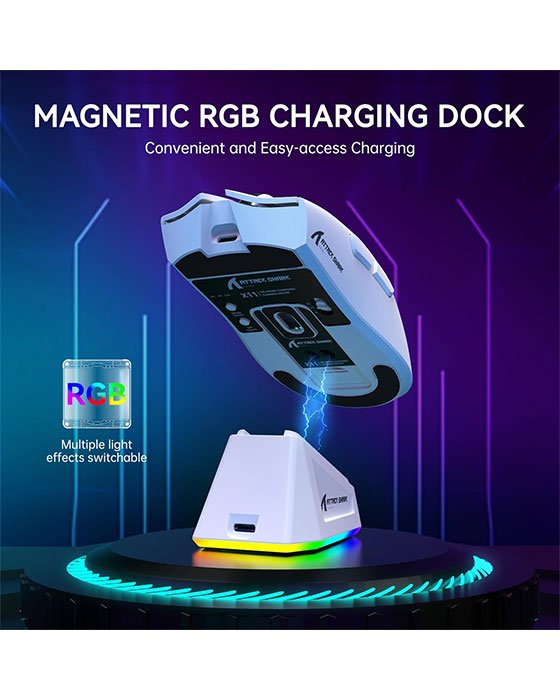 Attack Shark X11 Wireless + Bluetooth Gaming Mouse (White)