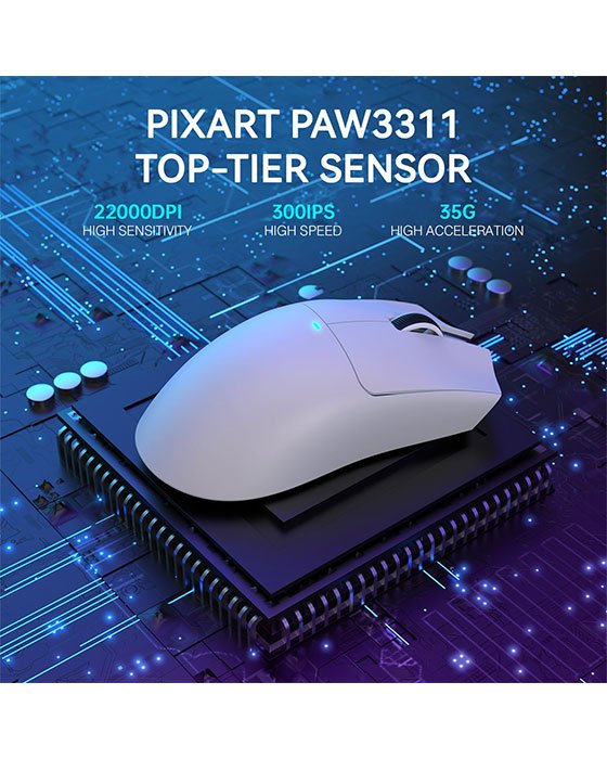 Attack Shark X11 Wireless + Bluetooth Gaming Mouse (White)