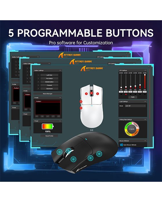 Attack Shark X11 Wireless + Bluetooth Gaming Mouse (Black)