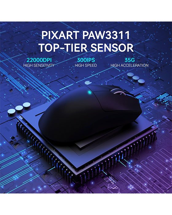 Attack Shark X11 Wireless + Bluetooth Gaming Mouse (Black)