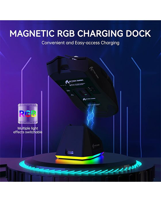 Attack Shark X11 Wireless + Bluetooth Gaming Mouse (Black)