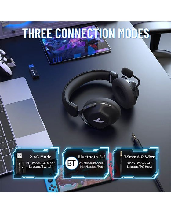 Attack Shark L50 Tri-Mode Wireless Gaming Headset (Black)