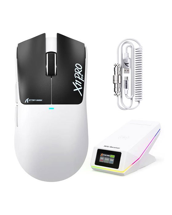 Attack Shark X11 Pro V2 Tri Mode Gaming Mouse (White)
