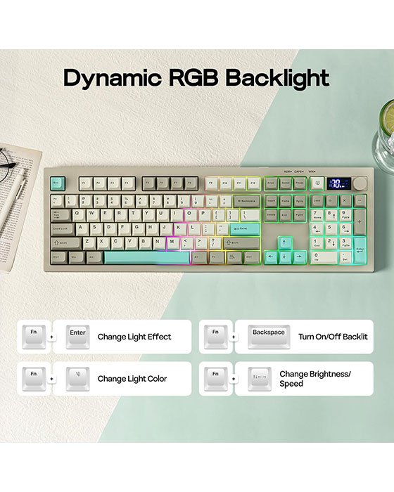 AULA S102 Pro Tri Mode Membrane Gaming Keyboard (Gray)