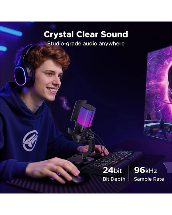 UGreen 65629 USB RGB Gaming Desktop Microphone CM581 (Black)