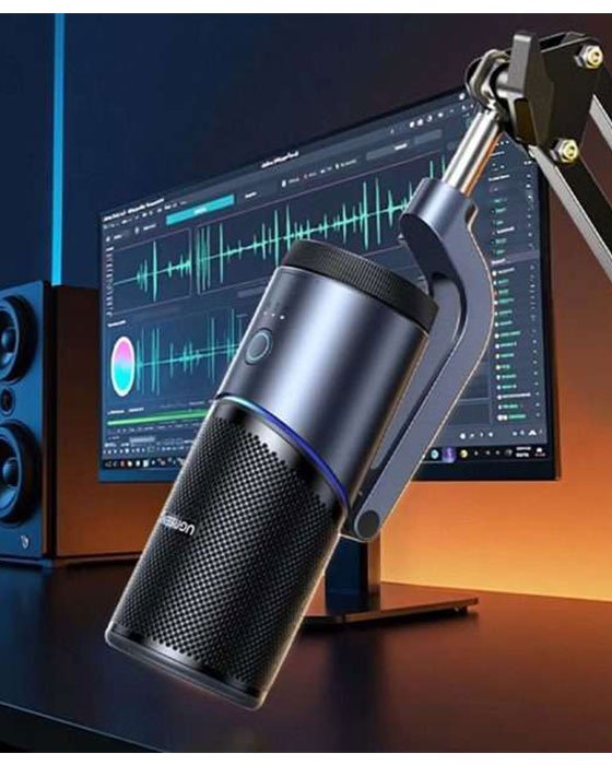 UGreen 55729 USB RGB Gaming Desktop Microphone with Boomarm CM769 (Black)