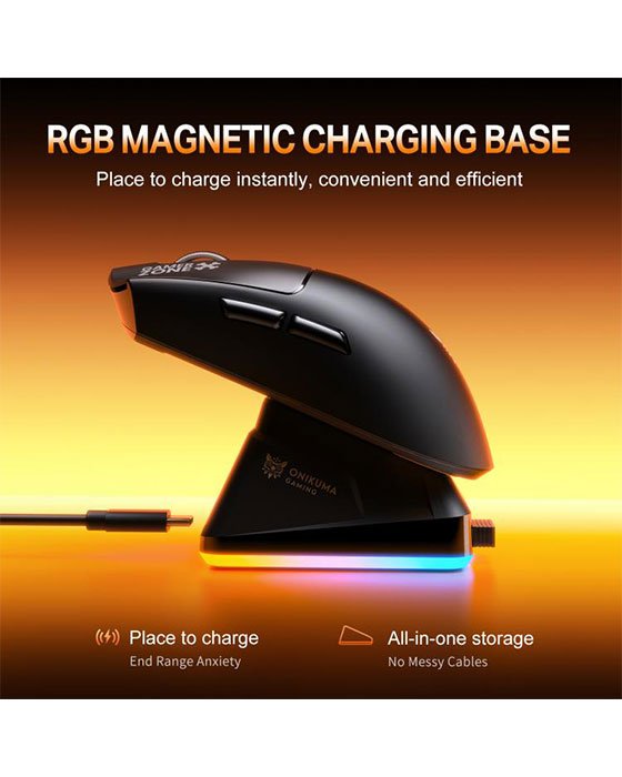 ONIKUMA DM10 Lightweight Tri-Mode RGB Wireless Gaming Mouse (Black)