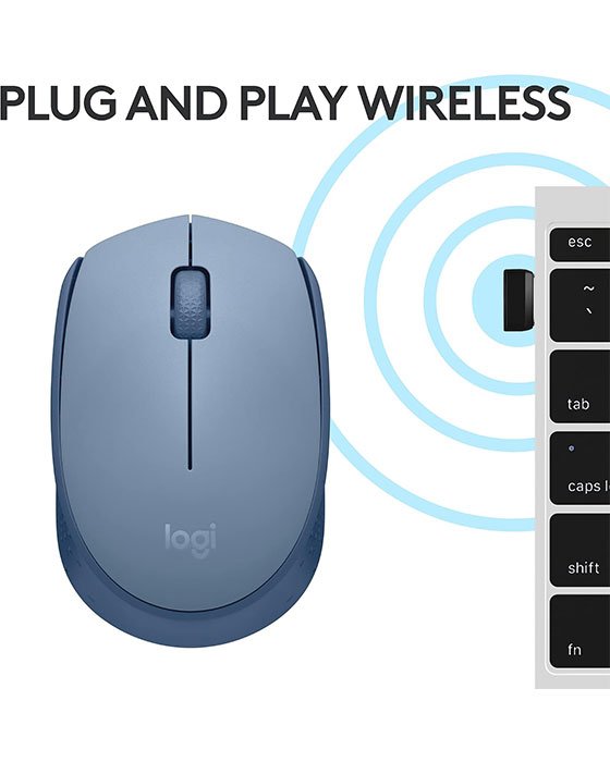 Logitech M171 Wireless Mouse Blue Gray