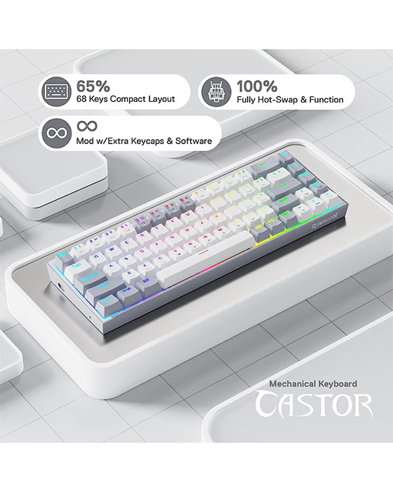 Redragon K631 Gery 65% Wired RGB Gaming Keyboard