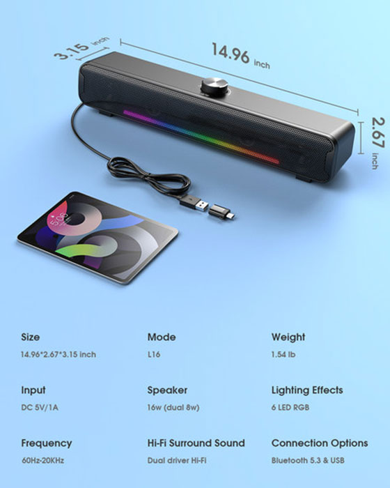 Onikuma L16 RGB Bluetooth Speaker