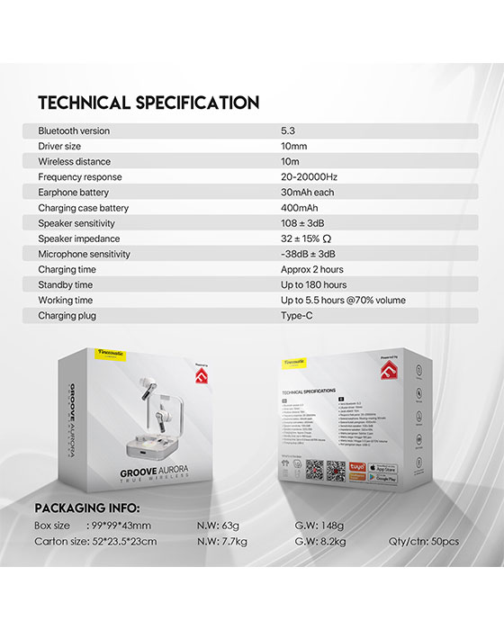 Fantech TX3 GROOVE AURORA True Wireless White