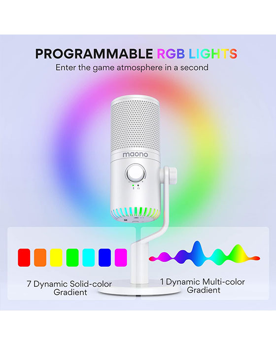 Maono DM30RGB Programmable USB Condenser Microphone White