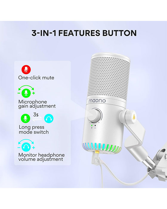 Maono DM30RGB Programmable USB Condenser Microphone White