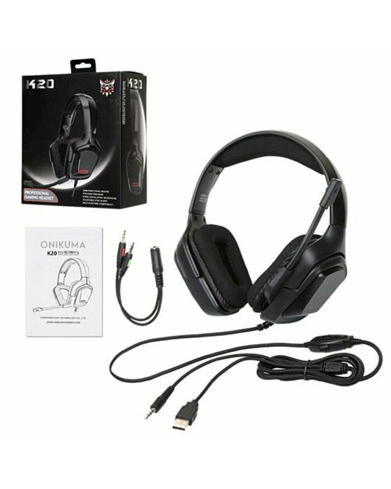 ONIKUMA K20 Wired Gaming Headsets With Microphone RGB Light