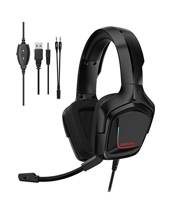 ONIKUMA K20 Wired Gaming Headsets With Microphone RGB Light