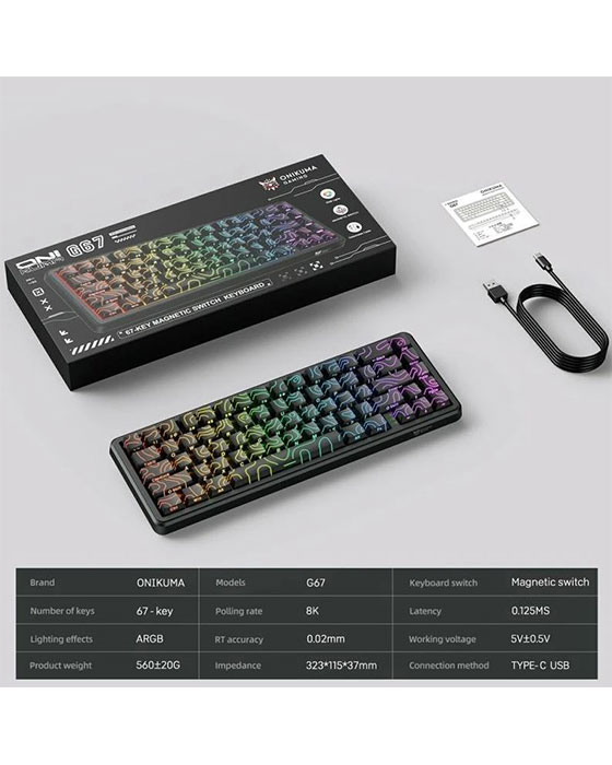 Onikuma G67 8KHz Magnetic Switch Gaming Keyboard