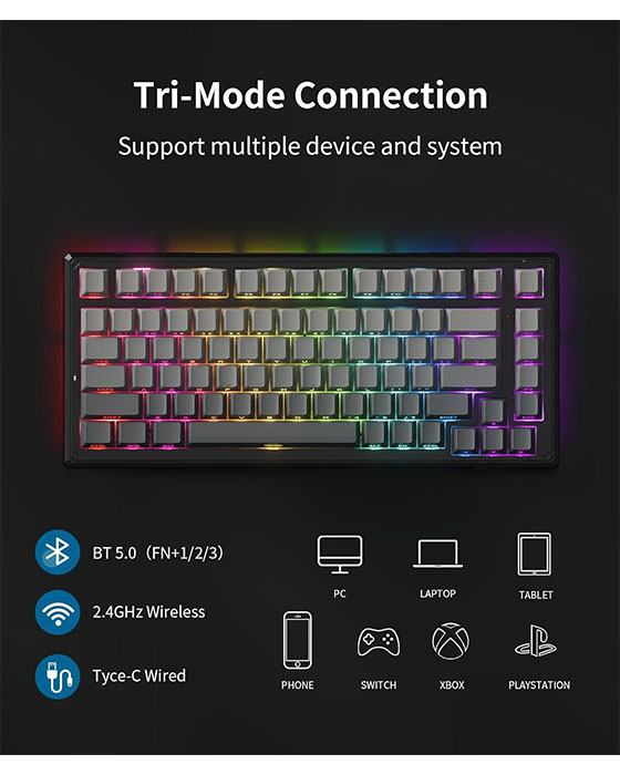 ONIKUMA G83 Mechanical RGB Keyboard (BT, USB, 2.4G)