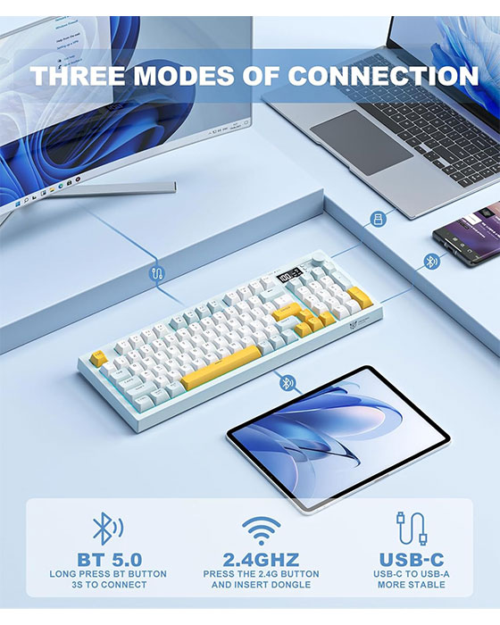 ONIKUMA G80 94​ Wireless (BT/2.4G/USB-C) Gaming Keyboard