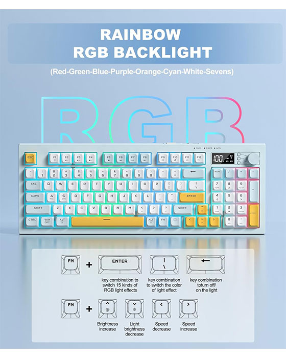ONIKUMA G80 94​ Wireless (BT/2.4G/USB-C) Gaming Keyboard