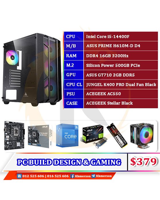 Intel Core i5 14400F D​ESKTOP PC BUILD​​ FOR DESIGN AND GAMING