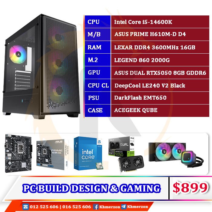 Intel Core i5 14600KF D​ESKTOP PC BUILD​​ FOR DESIGN AND GAMING