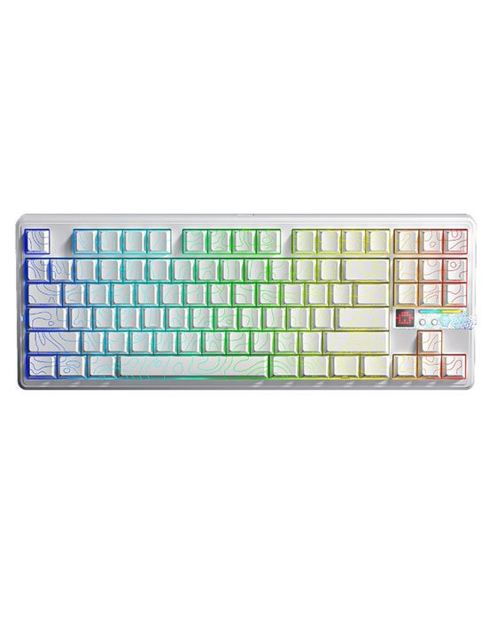 Aula F87 Pro V2 Wireless + Bluetooth HotSwap Mechanical RGB Gaming Keyboard (White)