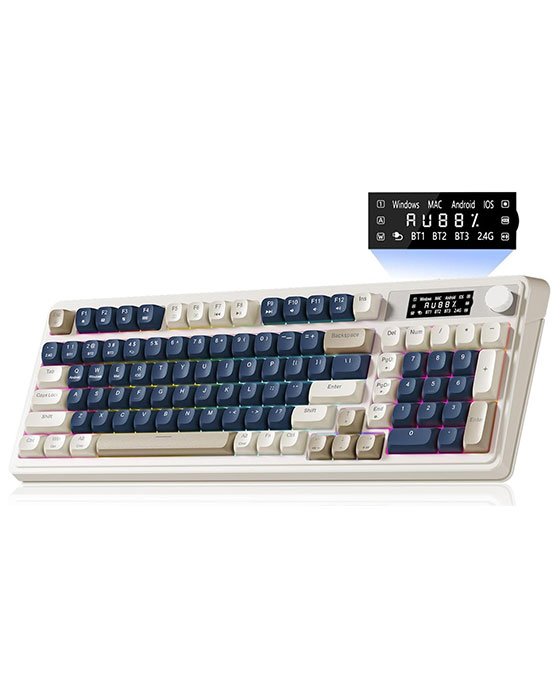 Aula S99 Pro Wireless + Bluetooth RGB Gaming Keyboard (Blue White)