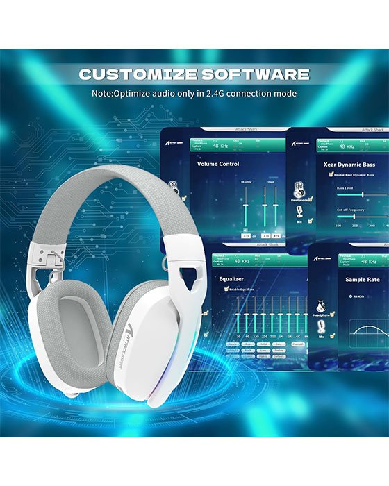 ATTACK SHARK L90 RGB Tri-Mode Gaming Headset (White)